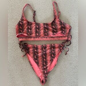 Pink Snake Print Bikini Set